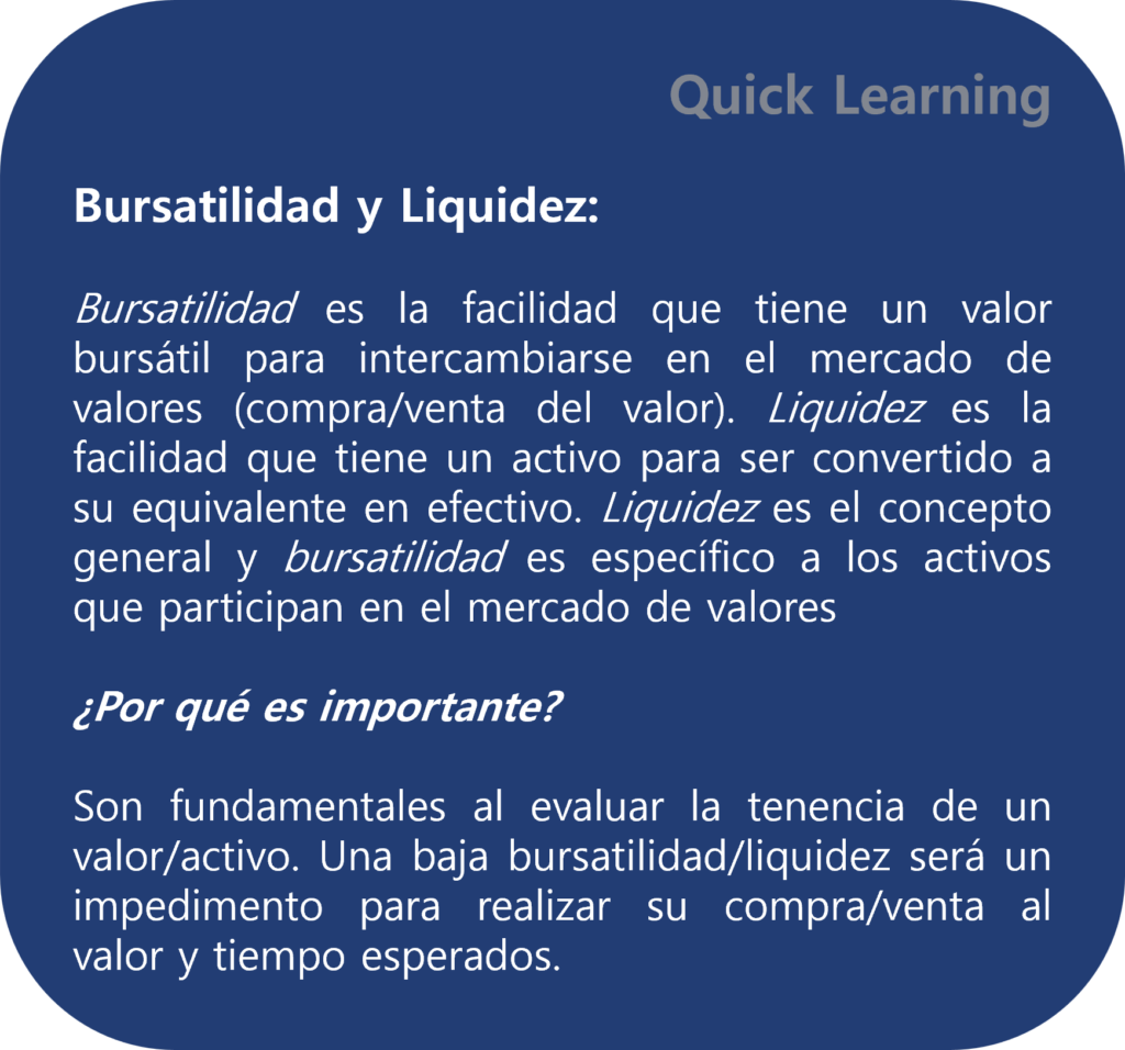 Bursatilidad y liquidez, bursatility & liquidity, conceptos financieros